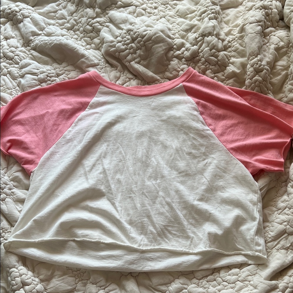 Aerie Pink and White Short Sleeve Tee